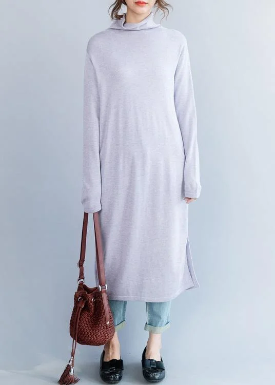 Women's Stylish Vacation Attire Special Occasion Wear Cute light purple Sweater outfits Moda high neck daily side open knit dresses Women's Stylish Vacation Attire Special Occasion Wear Cute light purple Sweater outfits Moda high neck daily side open knit dresses