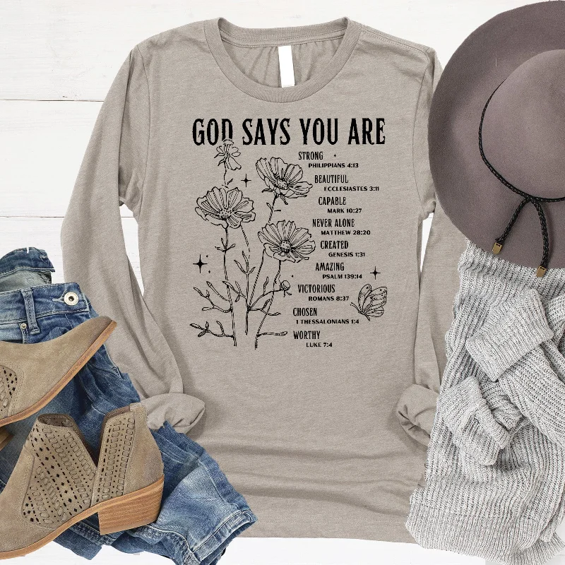 Women's Romantic Outfit Fashion Forward God Says Long Sleeve