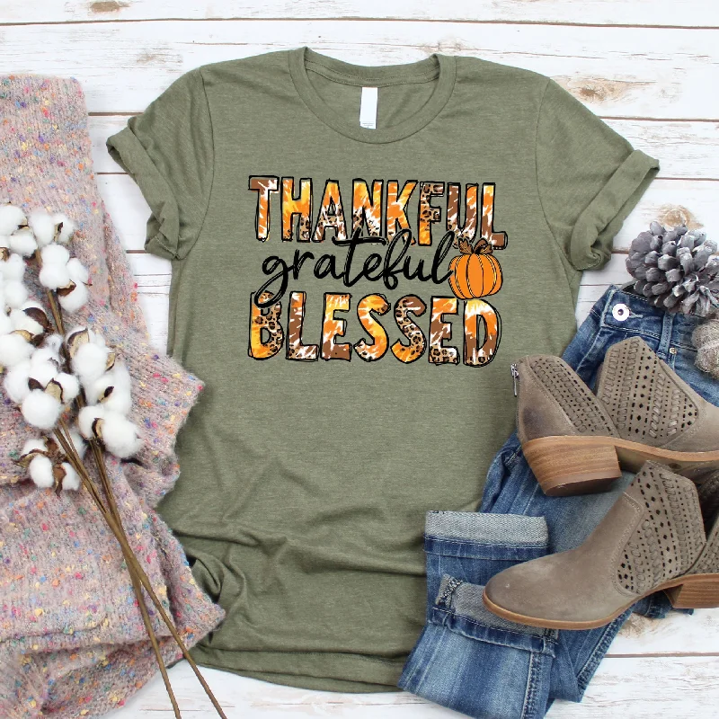 Women's Office Clothing Limited Quantities Thankful Grateful Blessed Tie Dye Tee