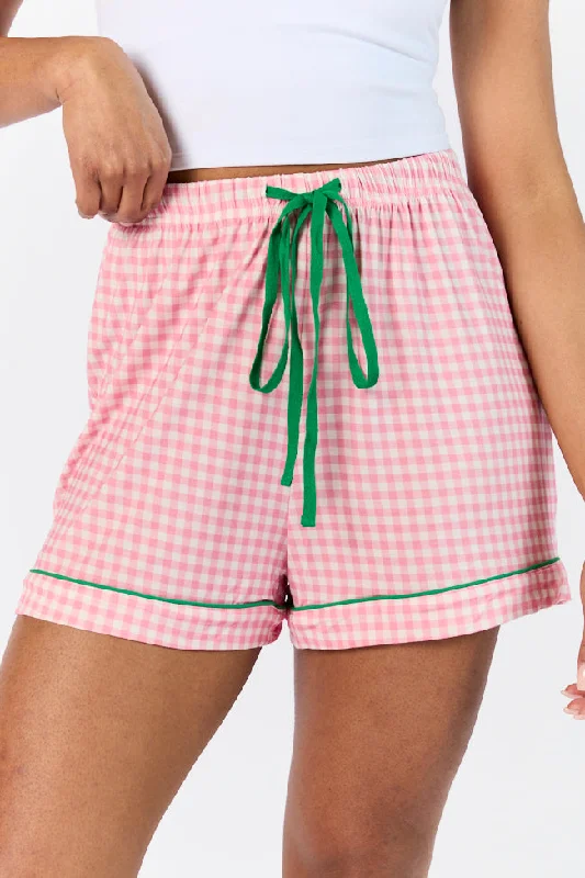 Women's Activewear Apparel All Season Basics Discount Good To Get Away Pink Gingham Pajama Shorts Women's Activewear Apparel All Season Basics Discount Good To Get Away Pink Gingham Pajama Shorts