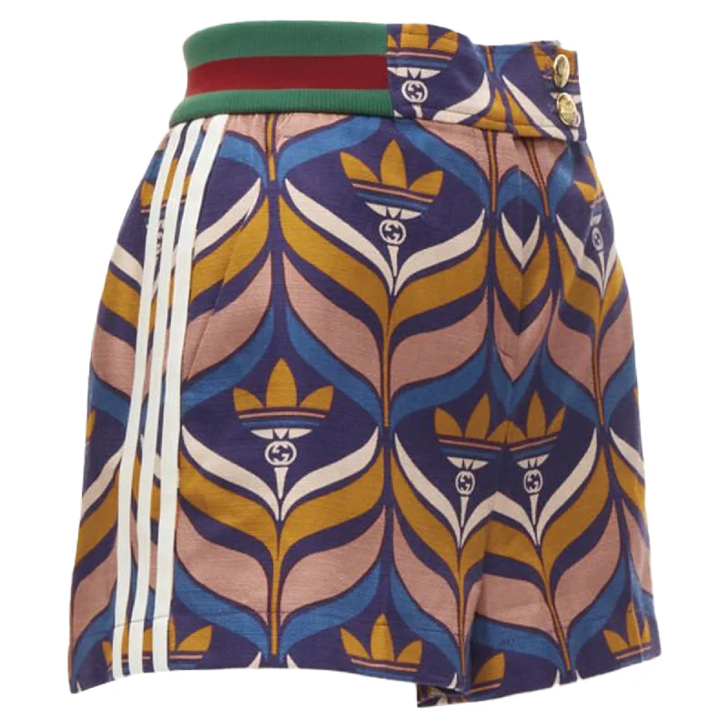 Women's Elegant Clothes Effortless Grace Gucci Adidas logo print striped shorts