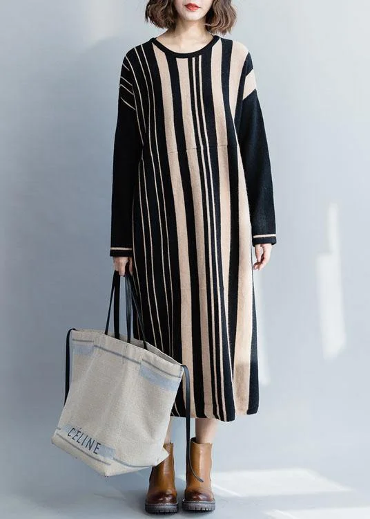 Vintage-Inspired Garments Spring Wardrobe Knitted black striped Sweater dress outfit Women high waist Funny fall knit dress Vintage-Inspired Garments Spring Wardrobe Knitted black striped Sweater dress outfit Women high waist Funny fall knit dress