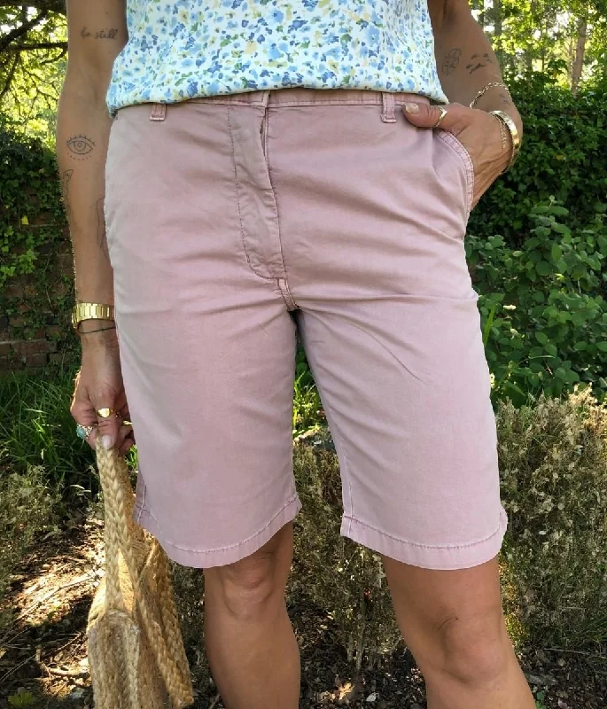 Chic Women's Attire Fashion-Forward Outfits Pink High Waisted Chino Shorts