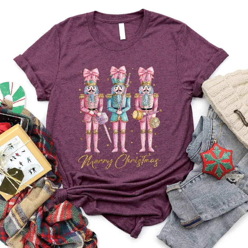 Women's Outdoor Activity Garments New Arrivals Merry Christmas Nutcrackers Tee