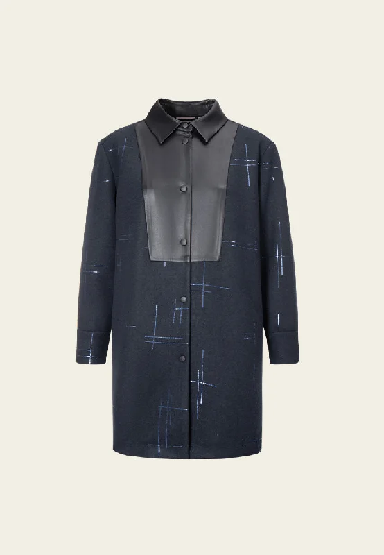 Sustainable Women's Apparel Clearance Event Faux-leather Patchworked Sequin-detail Coat Sustainable Women's Apparel Clearance Event Faux-leather Patchworked Sequin-detail Coat