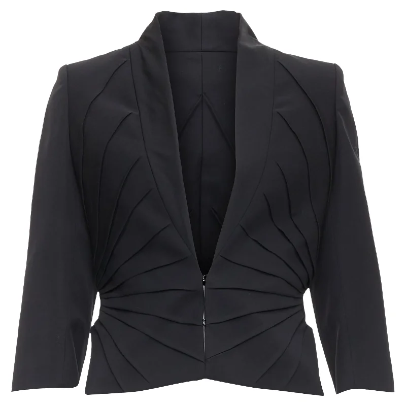 Women's Transitional Attire Imeless Style Alexander McQueen virgin wool contour pleated dart blazer Women's Transitional Attire Imeless Style Alexander McQueen virgin wool contour pleated dart blazer