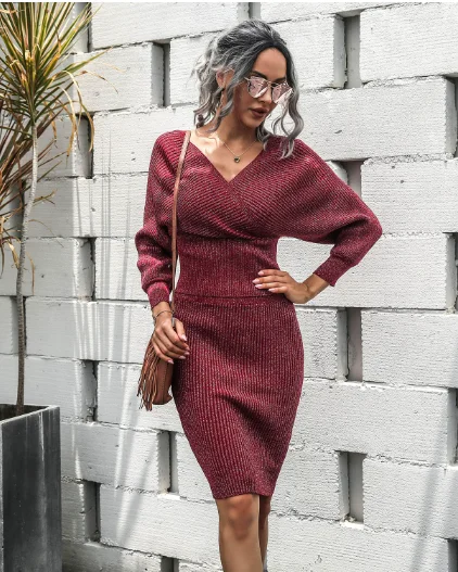 Formal Clothing For Women Trendy New Clothes TastyHottie - word collar bat sleeve sweater backless two-piece hip sweater skirt Formal Clothing For Women Trendy New Clothes TastyHottie - word collar bat sleeve sweater backless two-piece hip sweater skirt