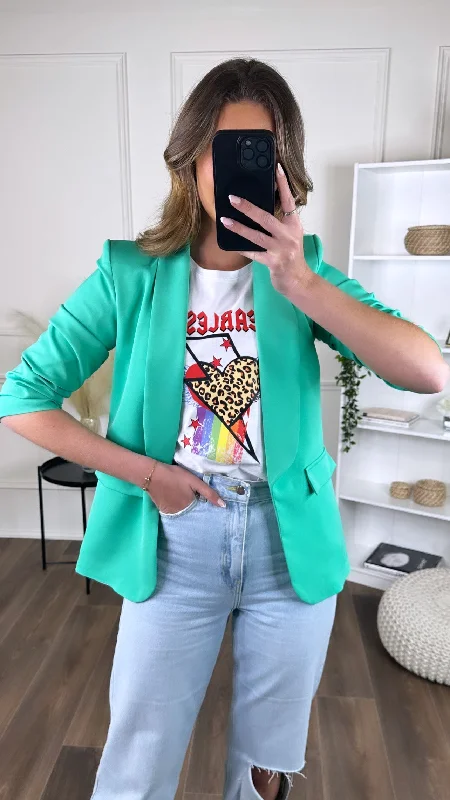 Comfortable Outfit For Women Seize Bargains McKinley Light Green Ruched Sleeve Blazer Comfortable Outfit For Women Seize Bargains McKinley Light Green Ruched Sleeve Blazer