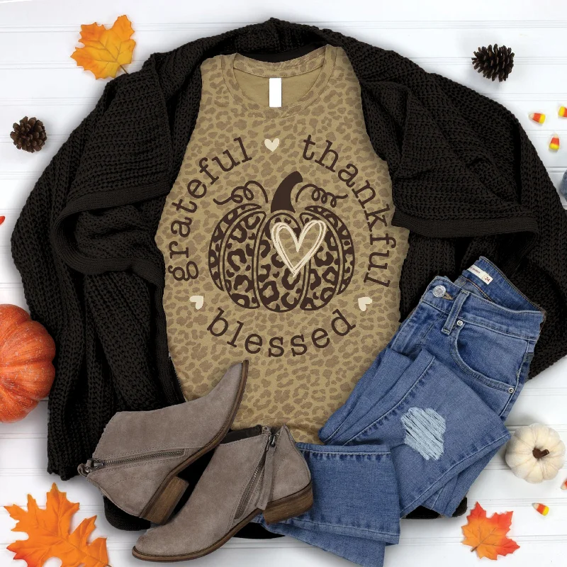 Fashion-Forward Women's Clothing Exclusive Discount Grateful Thankful Blessed Leopard Tee