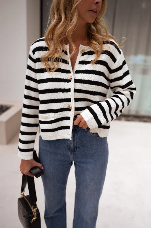 Women's Transitional Clothes Feminine Soft - Hued Look Striped Jeanne Cardigan