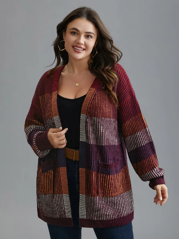 Casual Chic Clothing For Women Budget-Friendly Fashion Front-Open Color Block Knit Cardigan Casual Chic Clothing For Women Budget-Friendly Fashion Front-Open Color Block Knit Cardigan