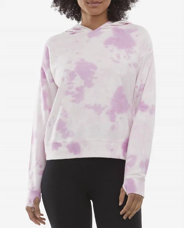 Women's Comfortable Lounge Attire Trending Items Mottled Tie Dye Hoodie In Orchid Glaze Women's Comfortable Lounge Attire Trending Items Mottled Tie Dye Hoodie In Orchid Glaze