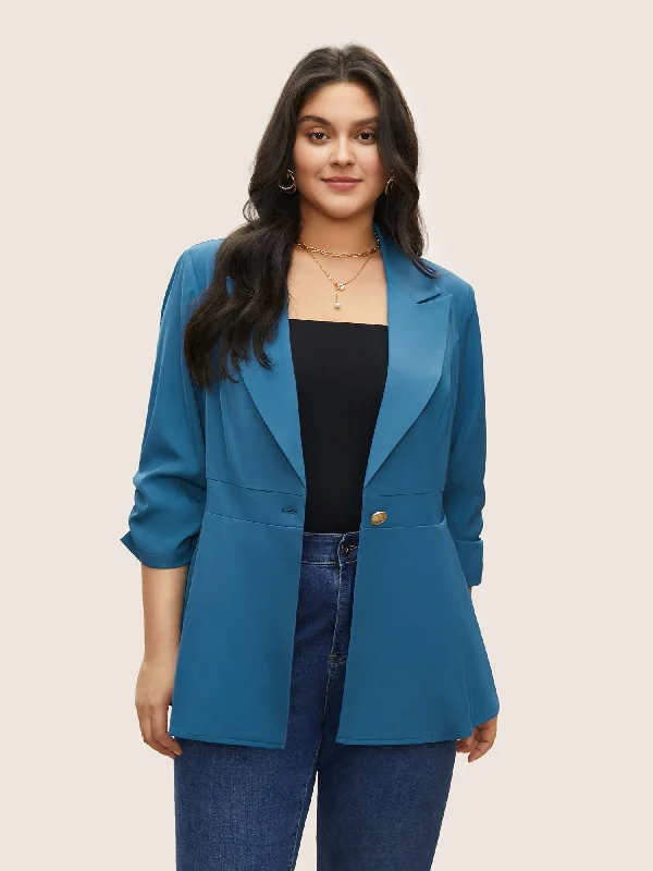 Women's Trendy Outfit Budget Friendly Suit Collar Gathered  Lined Floral Blazer