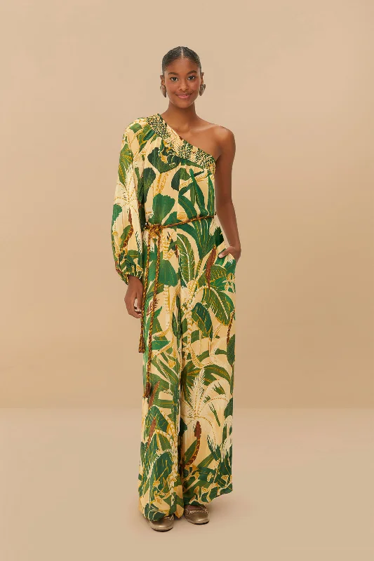 Women's Functional Outdoor Garments Style Versatile Women's Collection Beige Tropical Isla One-Shoulder Jumpsuit Women's Functional Outdoor Garments Style Versatile Women's Collection Beige Tropical Isla One-Shoulder Jumpsuit