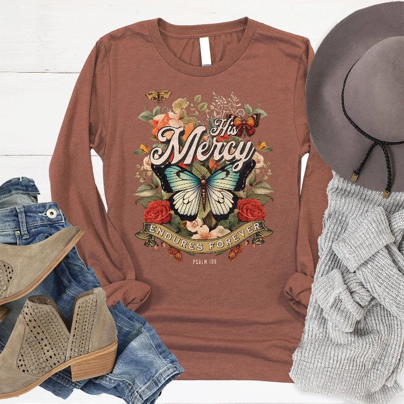 Women's Chic Outfit Hot Styles His Mercy Endures Forever Long Sleeve