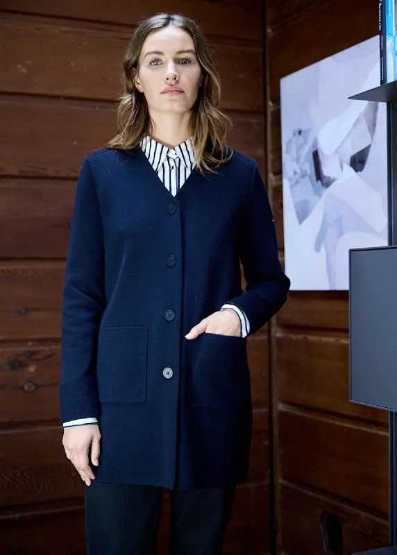 Women's Relaxed Outfit Best Deals Of The Season ARGELES - Long Jacket for Women | 100% Wool (NAVY) Women's Relaxed Outfit Best Deals Of The Season ARGELES - Long Jacket for Women | 100% Wool (NAVY)