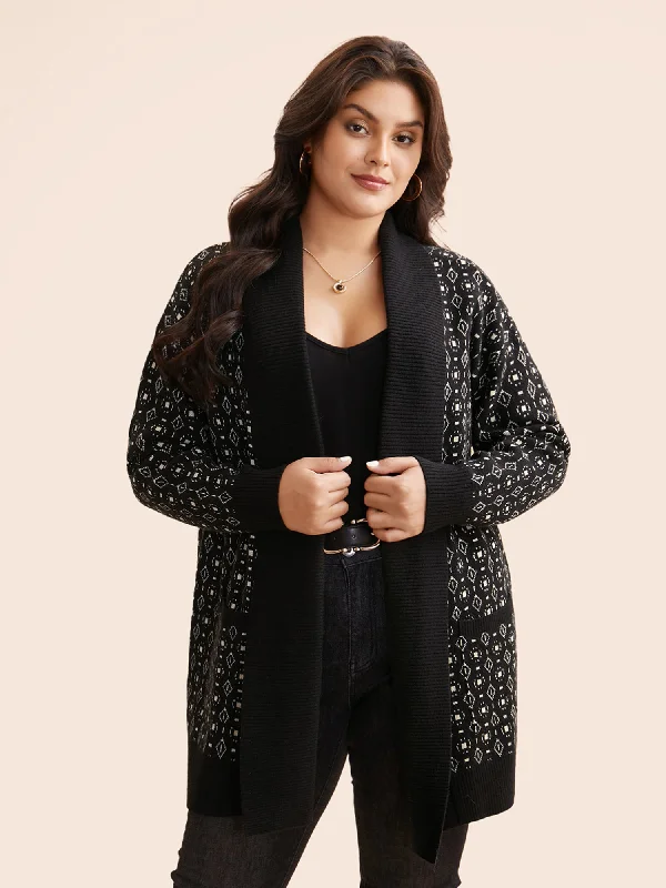 Elegant Clothing For Women Beat The Heat In Tropical Styles Supersoft Essentials Geometric Jacquard Drop Shoulder Cardigan Elegant Clothing For Women Beat The Heat In Tropical Styles Supersoft Essentials Geometric Jacquard Drop Shoulder Cardigan