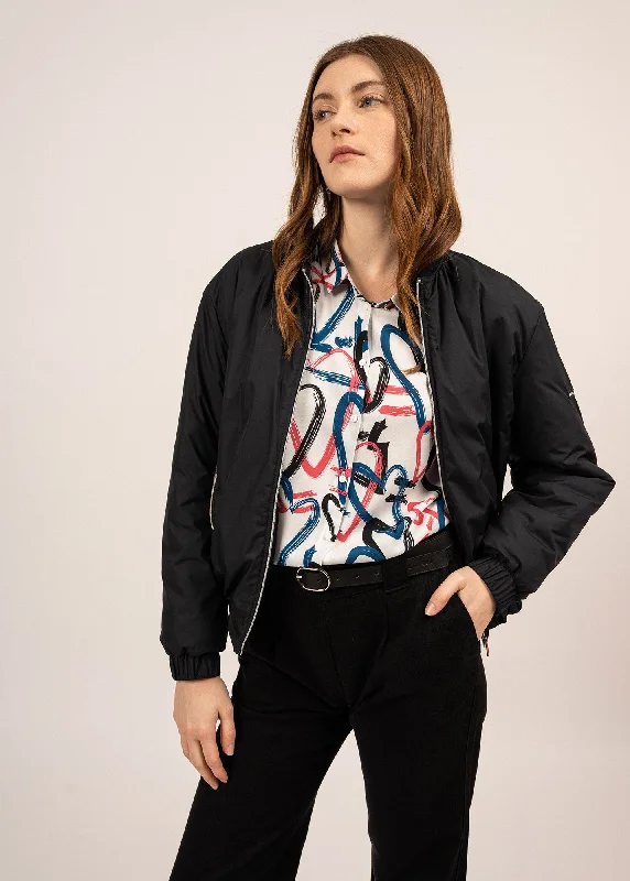 Women's Elegant Evening Attire Season Appropriate Women's Collection ST LYDIA - Rainproof Bomber Jacket for Women (DARK BLUE) Women's Elegant Evening Attire Season Appropriate Women's Collection ST LYDIA - Rainproof Bomber Jacket for Women (DARK BLUE)