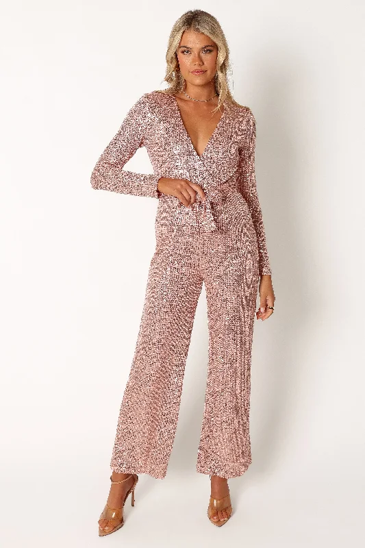 Elegant Women's Evening Garments Vintage Style Clothing Sale Kiera Jumpsuit - Rose Gold Elegant Women's Evening Garments Vintage Style Clothing Sale Kiera Jumpsuit - Rose Gold
