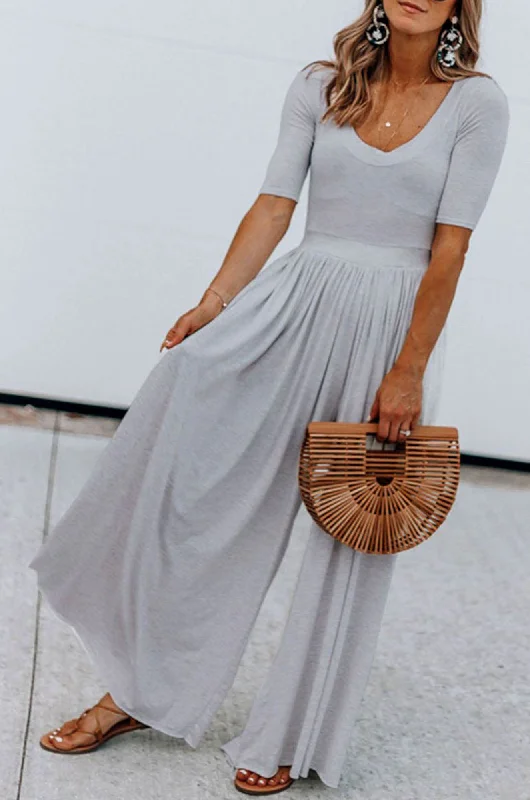 Women's Plus-Size Clothes Parisian Effortless Chic Style Basic Short Sleeve Wide Leg Jumpsuit Women's Plus-Size Clothes Parisian Effortless Chic Style Basic Short Sleeve Wide Leg Jumpsuit