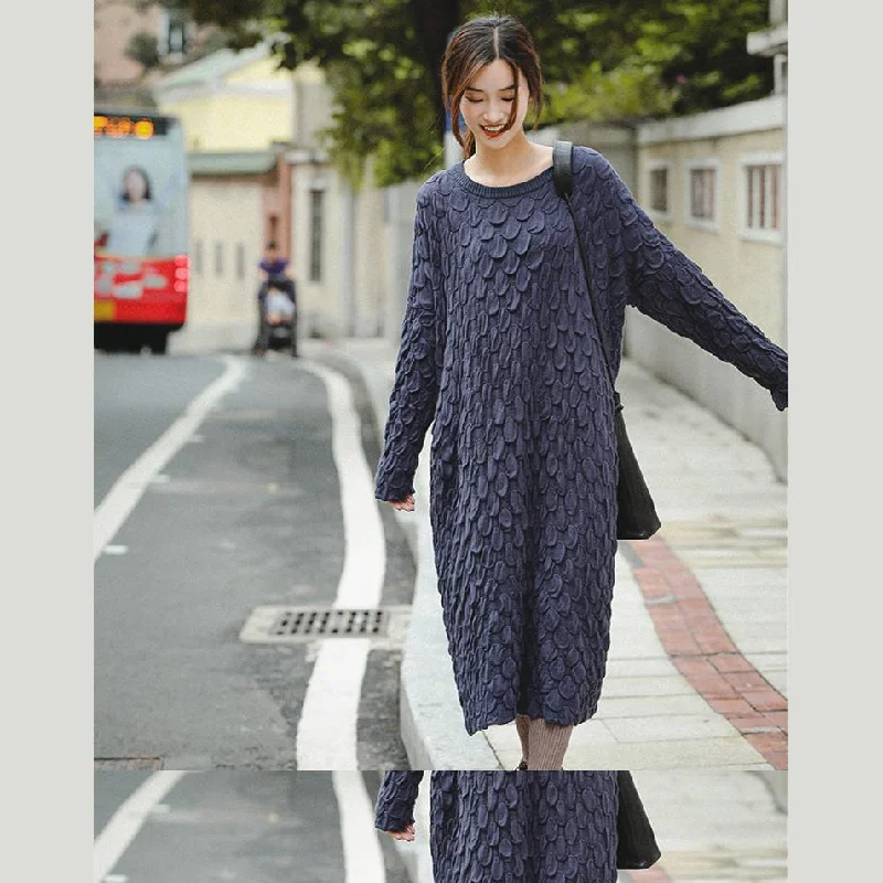 Women's Comfortable Lounge Garments Summer Fashion Fine Black And Blue Loose Thicken Sweater Dresses For Women Women's Comfortable Lounge Garments Summer Fashion Fine Black And Blue Loose Thicken Sweater Dresses For Women