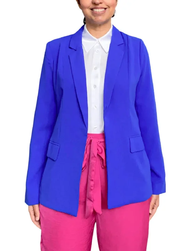 Women's Garments Sophisticated Outfits Open Front Blazer In Electric Blue
