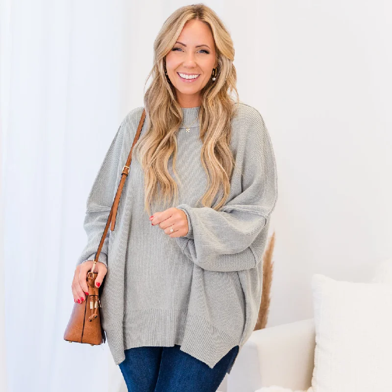 Women's Plus-Size Apparel Contemporary Chic Magically Me Sweater, Heather Grey