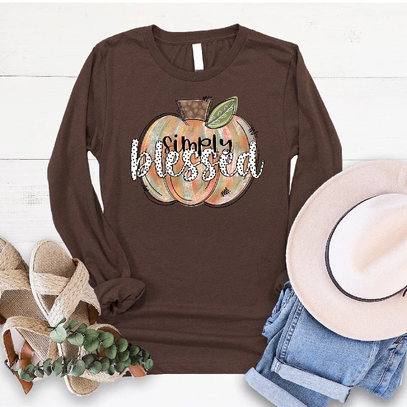 Luxury Women's Clothes Feminine Grace Simply Blessed Pumpkin Long Sleeve