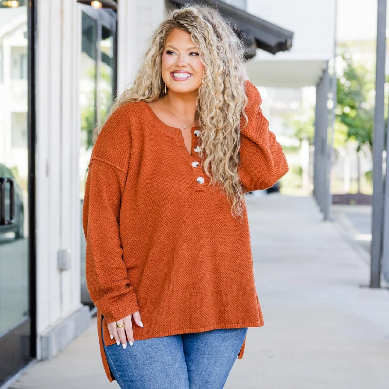 Women's Workout Garments Trendy Women’S Wear Apple Picking Sweater, Rust