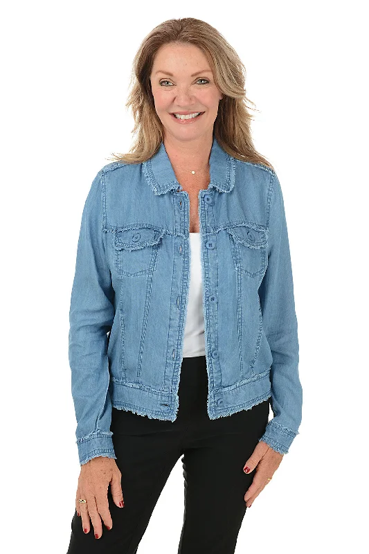 Stylish Women's Clothing Trend Alert Frayed Denim Jacket