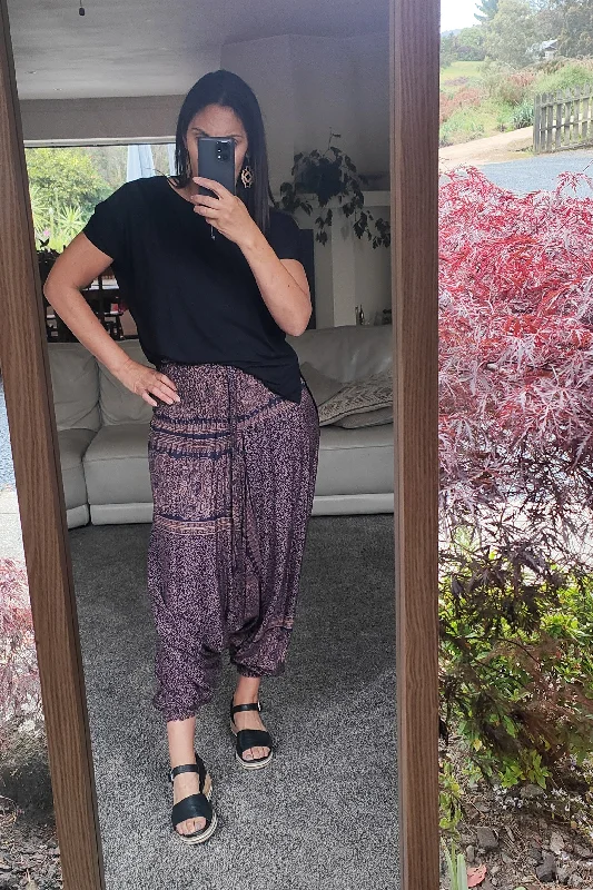 Women's Formal Event Clothing Style Upgrade Aladdin Pants/Jumpsuit - Navy Mandala