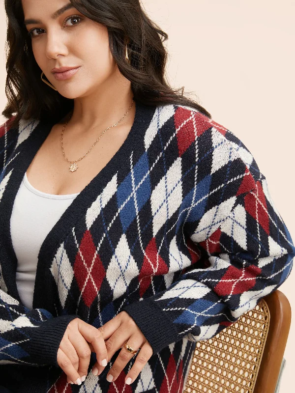 Stylish Women's Garments For Holidays Comfortable Clothes Plaid Drop Shoulder Pocket Cardigan Stylish Women's Garments For Holidays Comfortable Clothes Plaid Drop Shoulder Pocket Cardigan