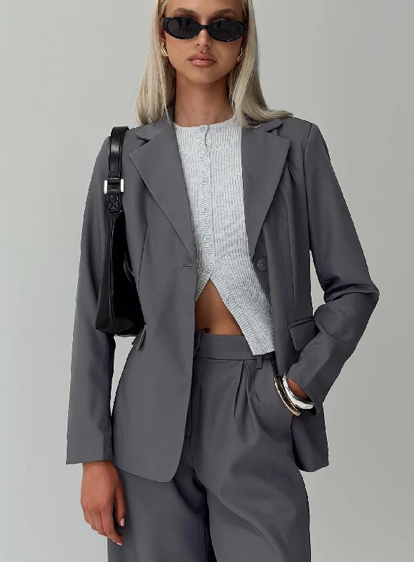 Women's Contemporary Clothing Top Brand Discounts Relaxed Blazer Charcoal