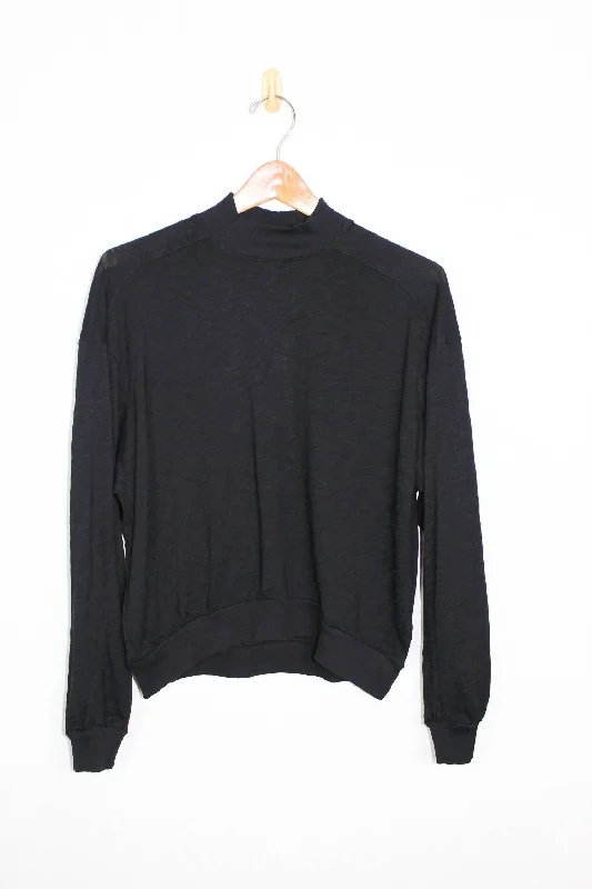 Women's High-Fashion Outfit Spring Wardrobe Women's Rib Mix Turtle Neck Top In Black Women's High-Fashion Outfit Spring Wardrobe Women's Rib Mix Turtle Neck Top In Black