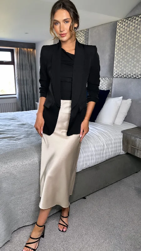 Women's Elegant Formal Outfit Don'T Miss Out McKinley Black Ruched Sleeve Blazer