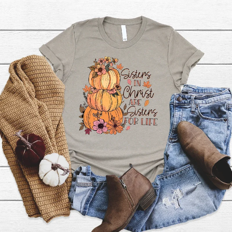 Women's Chic Outerwear Attire Style Without Limits Sisters in Christ Fall Tee