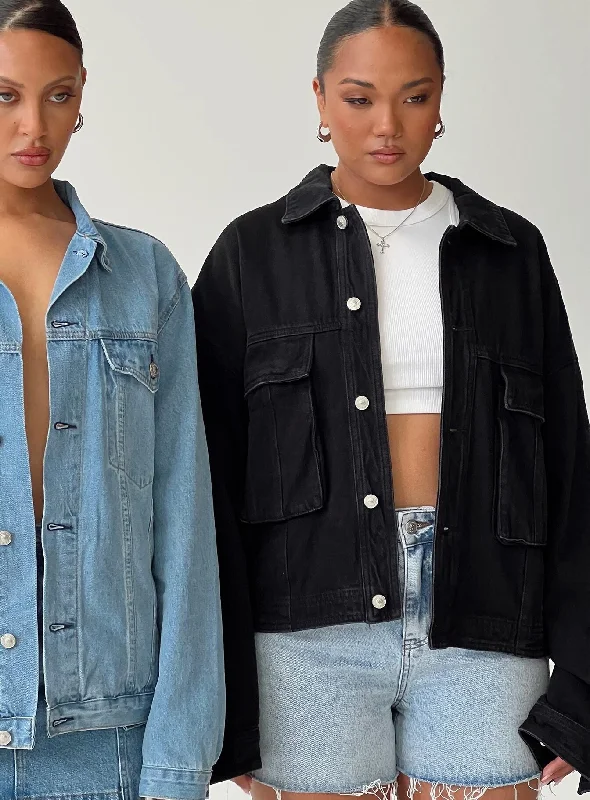 Women's Clothes And Apparel Sets Holiday Glam Kier Oversized Jacket Denim Black