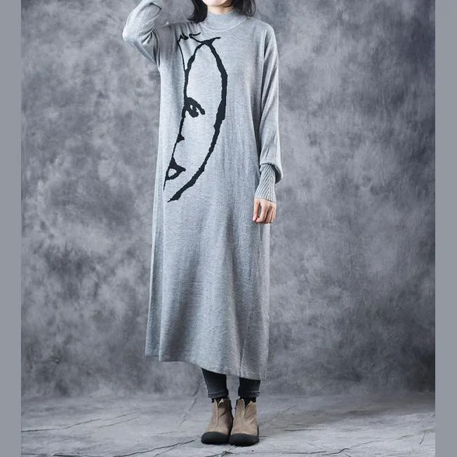 Women's Functional Outdoor Garments Evening Elegance Black And Gray High Neck Maxi Sweater Dresses For Women Women's Functional Outdoor Garments Evening Elegance Black And Gray High Neck Maxi Sweater Dresses For Women