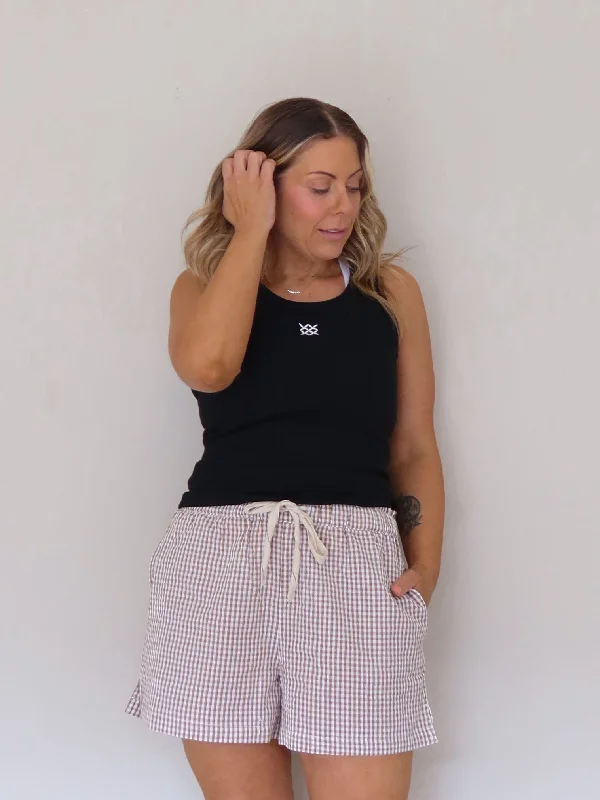 Casual Chic Women's Clothes Sleek Design Kingsley Gingham Shorts - Beige