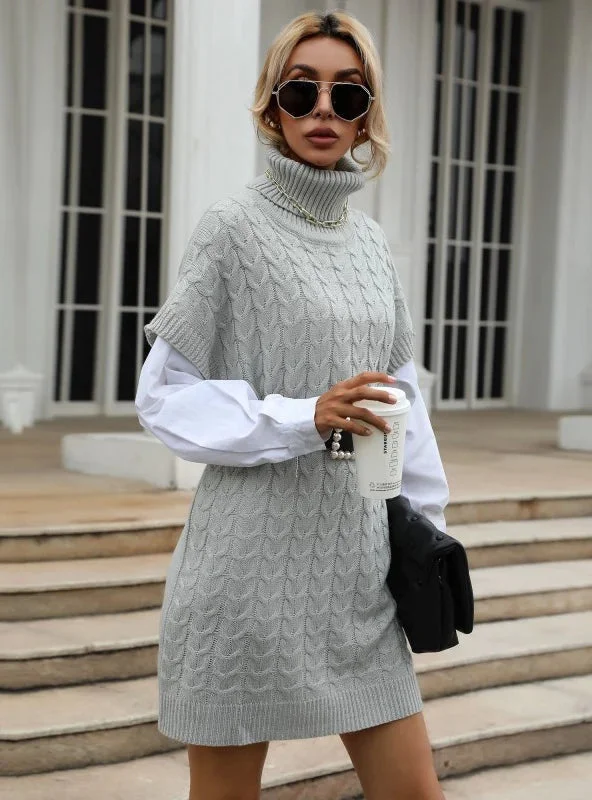 Affordable Trendy Clothes For Women Additional Time-Limited Offers TastyHottie - FASHION SOLID COLOR TWIST KNITTED TURTLENECK VEST SWEATER DRESS Affordable Trendy Clothes For Women Additional Time-Limited Offers TastyHottie - FASHION SOLID COLOR TWIST KNITTED TURTLENECK VEST SWEATER DRESS