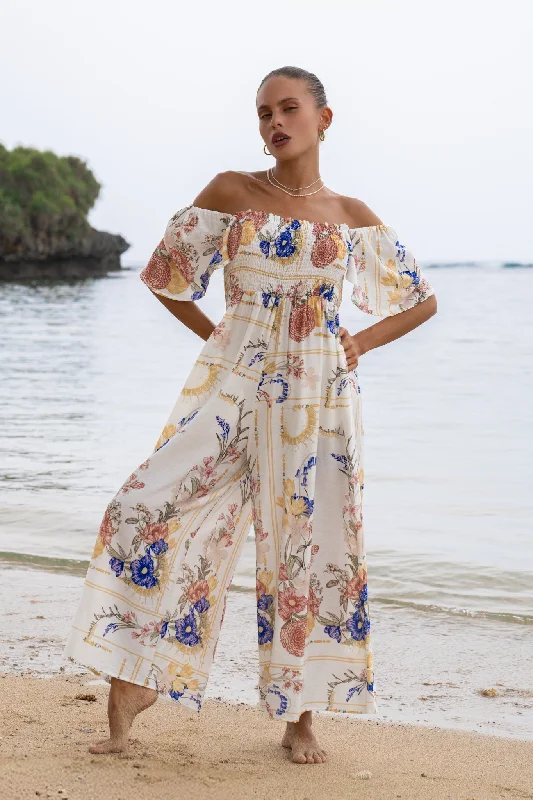Women's Stylish Casual Garments Forward Trendsetter Melina Multicolour Floral Flared Sleeve Jumpsuit Women's Stylish Casual Garments Forward Trendsetter Melina Multicolour Floral Flared Sleeve Jumpsuit