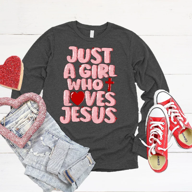 Women's Comfy Loungewear Outfit Elevate Your Wardrobe Just a Girl Who Loves Jesus Long Sleeve