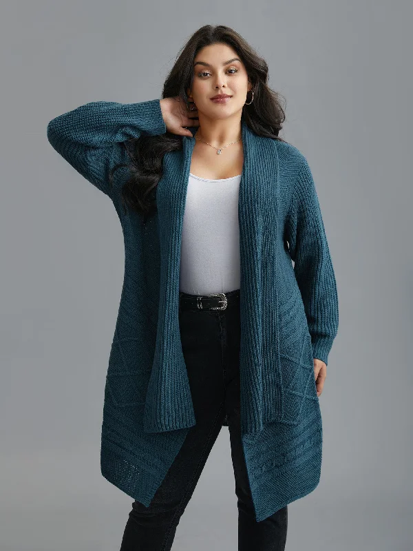 Women's Athletic Apparel Casual Chic Cable Knit Asymmetrical Hem Open-Front Cardigan Women's Athletic Apparel Casual Chic Cable Knit Asymmetrical Hem Open-Front Cardigan