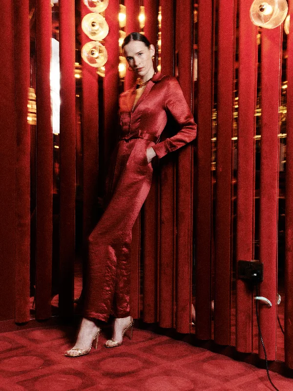 Women's Elegant Garments Embrace New Fashion MARLIES SATIN JUMPSUIT