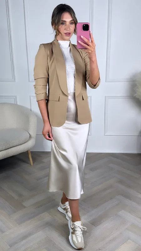 Women's Functional Outfit For Outdoor Activities Athleisure Wear Promotion McKinley Camel Ruched Sleeve Blazer Women's Functional Outfit For Outdoor Activities Athleisure Wear Promotion McKinley Camel Ruched Sleeve Blazer