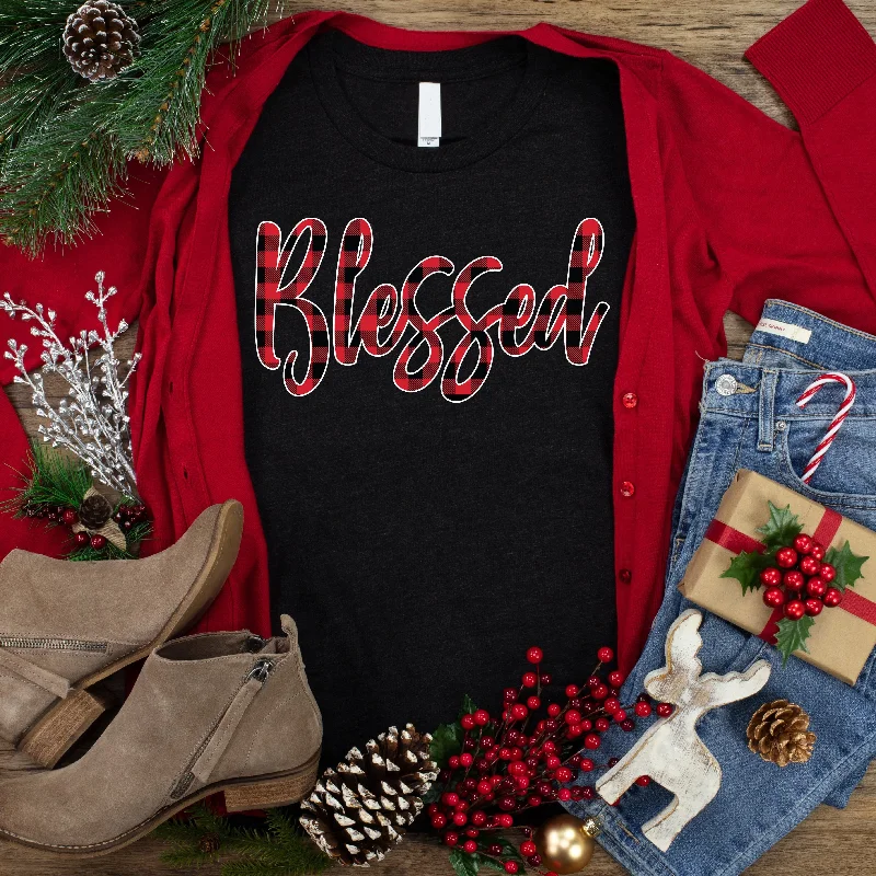 Women's Casual Apparel Huge Discounts This Week Blessed Plaid Tee