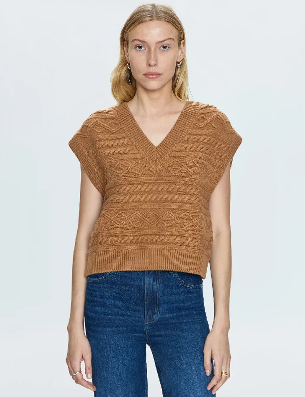 Women's Evening Clothes Feminine Grace Marta Sweater Vest, Caramel