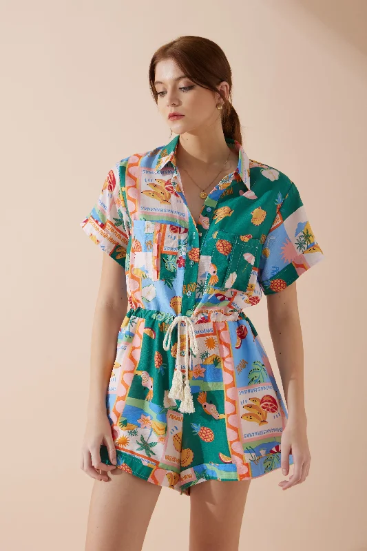 Women's Occasion Wear Clothing Big Savings Praia Multicolour Tropical Playsuit