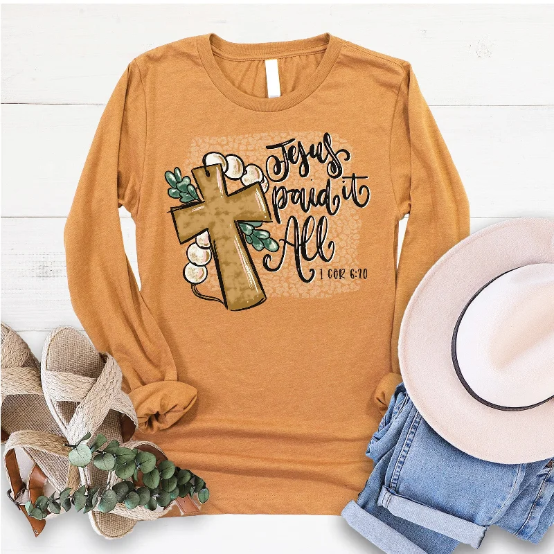 Women's Weekend Outfit Fashionista Favorites Jesus Paid It All Long Sleeve