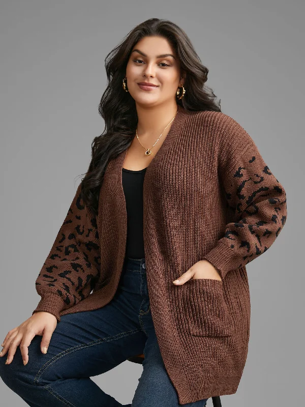Women's Vintage-Inspired Clothing Style Upgrade Leopard Print Patchwork Lantern Sleeve Cardigan Women's Vintage-Inspired Clothing Style Upgrade Leopard Print Patchwork Lantern Sleeve Cardigan